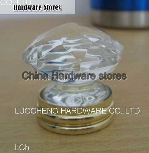 10PCS/LOT 35MM CLEAR CRYSTAL KNOB ON A GOLD BRASS BASE 10PCS/LOT 35MM CLEAR CRYSTAL KNOB ON A GOLD BRASS BASE