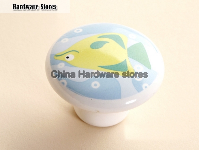 10Pcs Furniture Parts Cartoon Swimming Fish Furniture Drawer Pulls Handle(Diameter:38mm)
