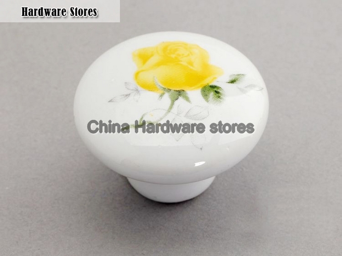 10Pcs Cheap Child Room Ceramic Yellow Rose Porcelain Cabinet Pull Handle And Knobs(Diameter:38mm) 10Pcs Cheap Child Room Ceramic Yellow Rose Porcelain Cabinet Pull Handle And Knobs(Diameter:38mm)