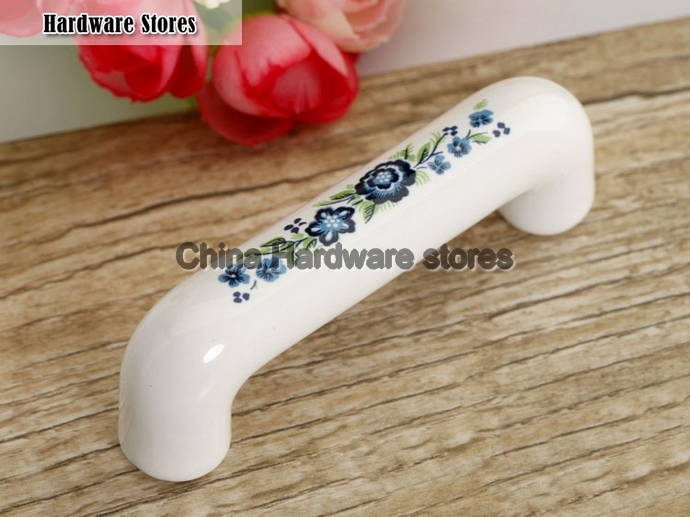 10Pcs Furniture Hardware Ceramic Blue And White Porcelain Cabinet Pull Handle (C.C.:76mm, L:92mm) 10Pcs Furniture Hardware Ceramic Blue And White Porcelain Cabinet Pull Handle (C.C.:76mm, L:92mm)
