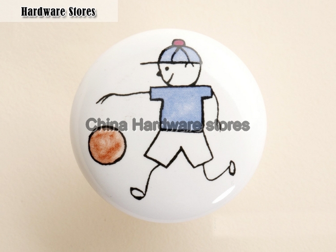 10Pcs Furniture Hardware Ceramic Child Basketball Junior Kitchen Drawer Knobs(Diameter:38mm)