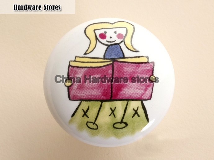 10Pcs Furniture Hardware Ceramic Child School Girl Kitchen Drawer Knobs(Diameter:38mm)