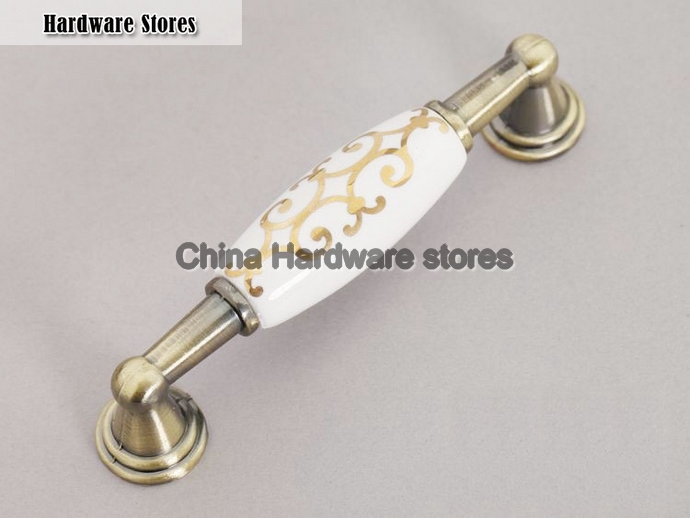 10Pcs Furniture Hardware Ceramic Wardrobe Drawer Cabinet Pull Handle And Knobs (C.C.:96mm, L:115mm) 10Pcs Furniture Hardware Ceramic Wardrobe Drawer Cabinet Pull Handle And Knobs (C.C.:96mm, L:115mm)
