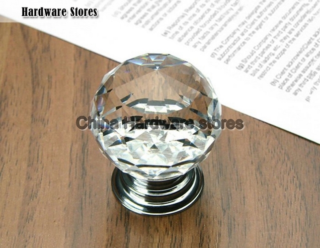 10Pcs K9 Crystal Glass Chrome Cabinet Door Knob and Handle (Diameter:35mm) 10Pcs K9 Crystal Glass Chrome Cabinet Door Knob and Handle (Diameter:35mm)