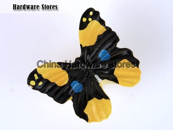 10Pcs/Lot Child Cartoon Yellow Black And Blue Mixed Color Butterfly Kitchen Cabinet Handle and Knobs 10Pcs/Lot Child Cartoon Yellow Black And Blue Mixed Color Butterfly Kitchen Cabinet Handle and Knobs