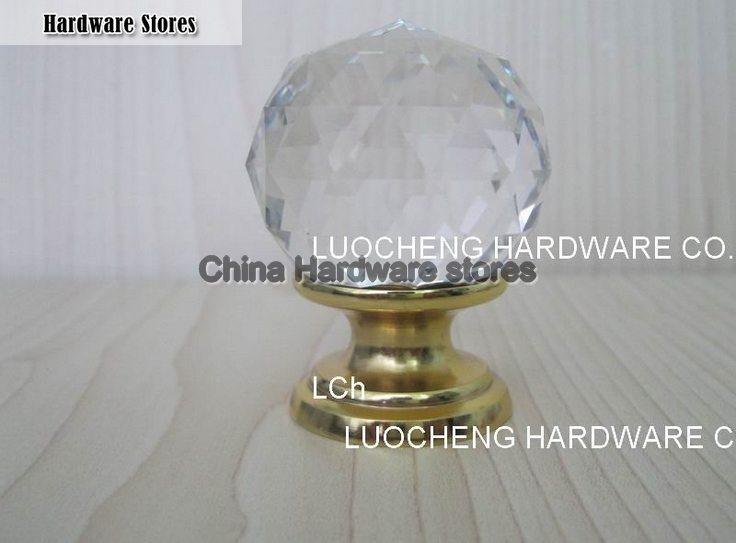 12 PCS/LOT 40MM CLEAR CRYSTAL CABINET KNOB ON A GOLD BRASS BASE 12 PCS/LOT 40MM CLEAR CRYSTAL CABINET KNOB ON A GOLD BRASS BASE