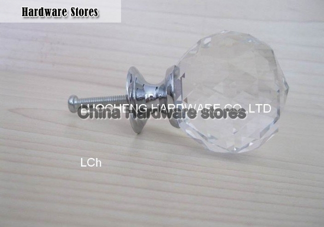 12PCS / LOT 40MM CLEAR GLASS KNOBS WITH ZINC CHROME FINISH BASE 12PCS / LOT 40MM CLEAR GLASS KNOBS WITH ZINC CHROME FINISH BASE