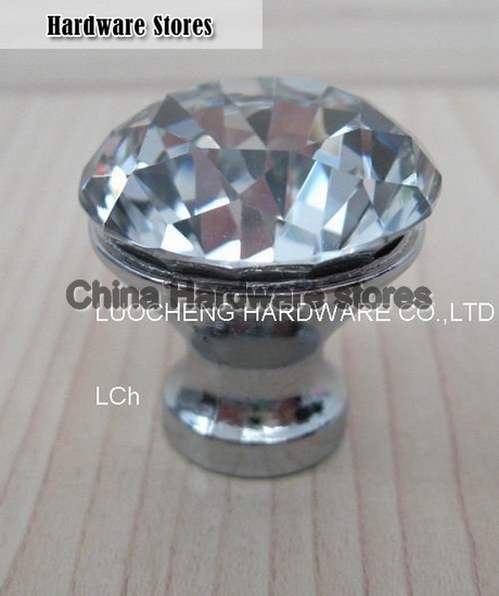 20PCS/ LOT 30 MM CLEAR CRYSTAL CABINET KNOBS WITH ZINC CHORME BASE 20PCS/ LOT 30 MM CLEAR CRYSTAL CABINET KNOBS WITH ZINC CHORME BASE