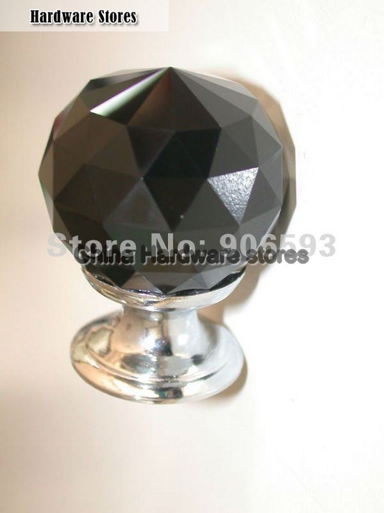 20PCS/LOT 30MM BLACK CRYSTAL KNOB WITH CHROME ZINC BASE