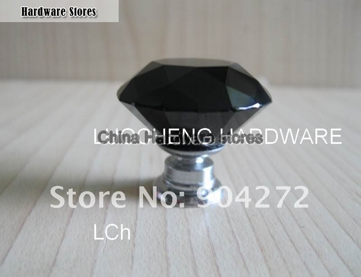 20PCS/LOT 30MM BLACK CUT CRYSTAL KNOBS ON A CHROME ZINC BASE 20PCS/LOT 30MM BLACK CUT CRYSTAL KNOBS ON A CHROME ZINC BASE