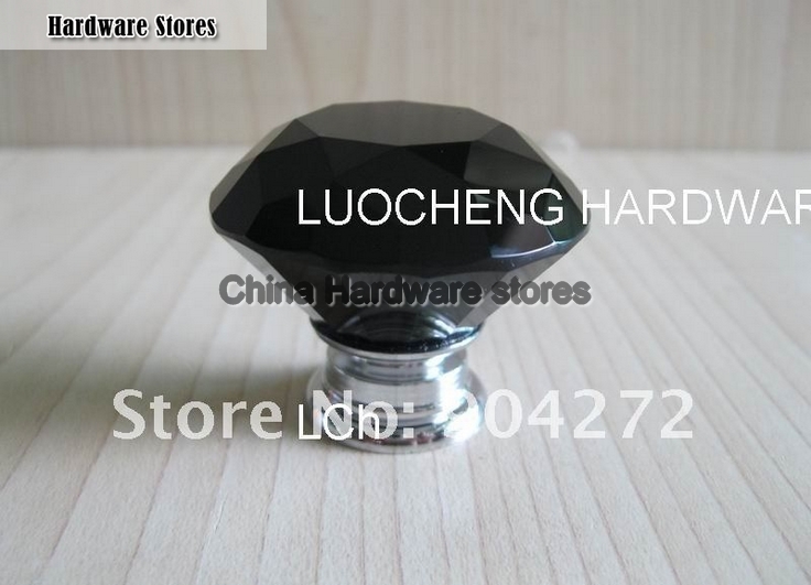 20PCS/LOT 40MM BLACK CUT CRYSTAL KNOBS ON A CHROME ZINC BASE 20PCS/LOT 40MM BLACK CUT CRYSTAL KNOBS ON A CHROME ZINC BASE