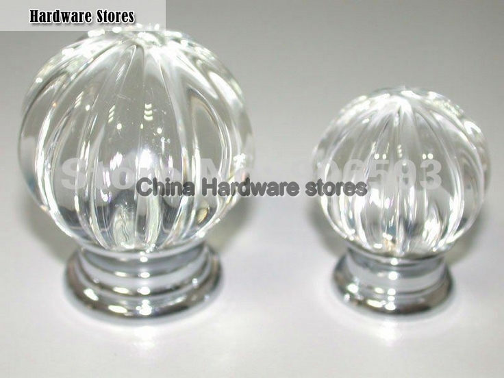 20PCS/LOT 40MM CLEAR MELON CRYSTAL KNOBS ON A CHROME ZINC BASE