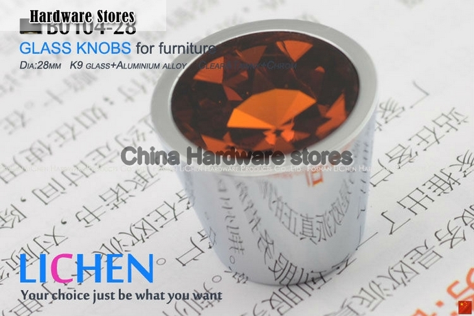 28mm LICHEN K9 Glass Knobs Aluminum alloy knobs Crystal Furniture Handle Drawer Handle& Cabinet &Drawer Knob