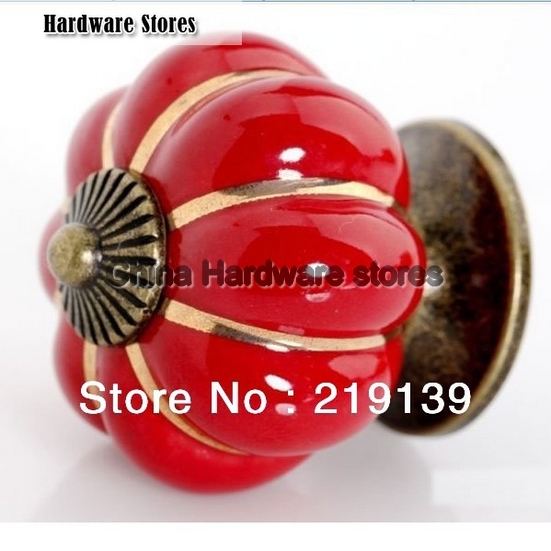 2pcs 40mm Colorful Pumpkin Furniture Cabinet Ceramic Knob Drawer Pull Handle Kitchen Door Wardrobe Hardware