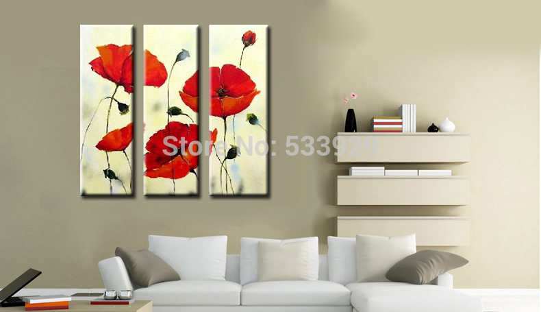 3pcs abstract hand painted flower home decor wall art oil painting on canvas for living room