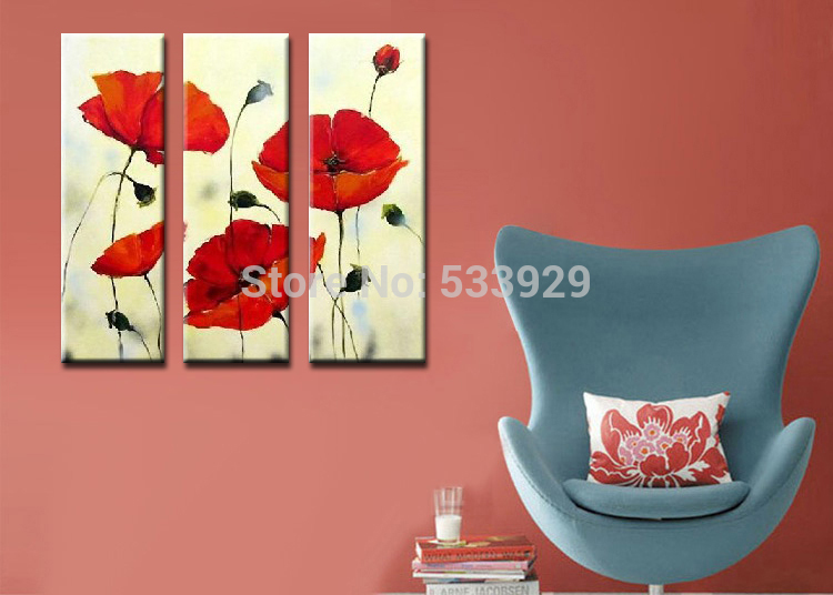 3pcs abstract hand painted flower home decor wall art oil painting on canvas for living room