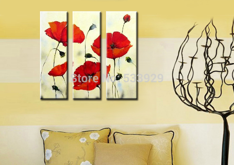 3pcs abstract hand painted flower home decor wall art oil painting on canvas for living room