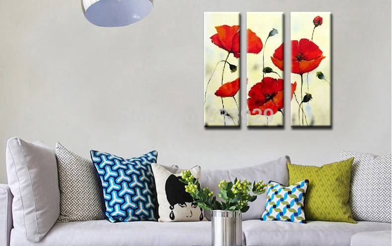 3pcs abstract hand painted flower home decor wall art oil painting on canvas for living room