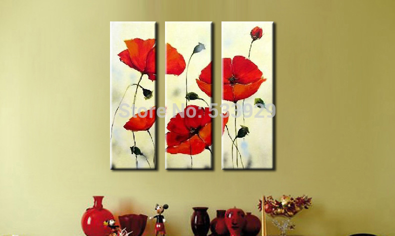 3pcs abstract hand painted flower home decor wall art oil painting on canvas for living room