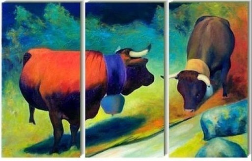 abstract animal hand painted 3 pieces group oil painting on canvas tds-th124