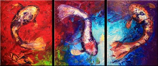 abstract animal hand painted 3 pieces group oil painting on canvas tds-th266