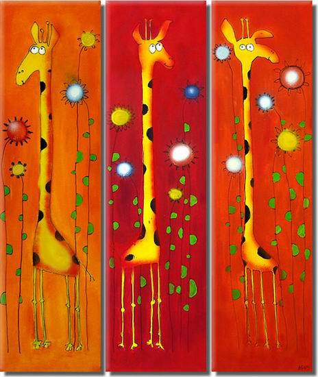 abstract animal hand painted 3 pieces group oil painting on canvas tds-th268