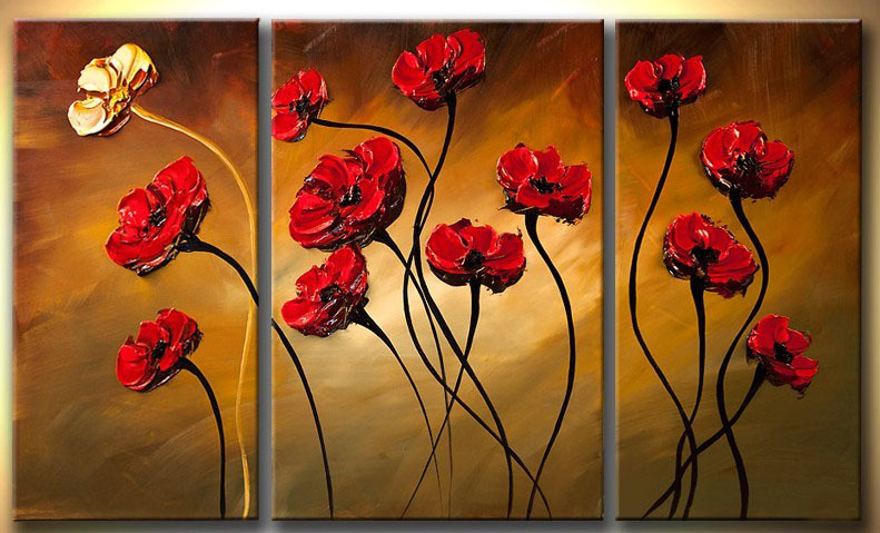 abstract flower hand painted 3 pieces group oil painting on canvas tds-th096 abstract flower hand painted 3 pieces group oil painting on canvas tds-th096
