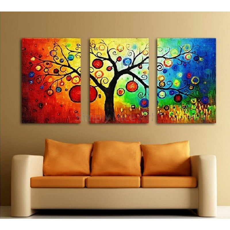 abstract tree hand painted 3 pieces group oil painting on canvas tds-th020 abstract tree hand painted 3 pieces group oil painting on canvas tds-th020