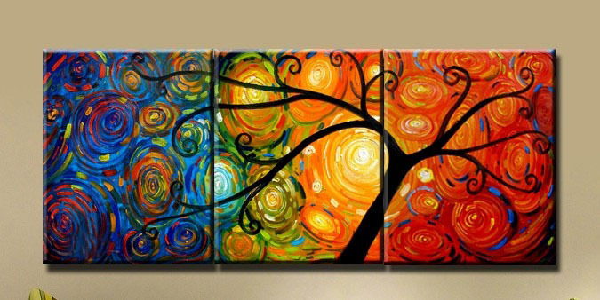 abstract tree hand painted 3 pieces group oil painting on canvas tds-th083 abstract tree hand painted 3 pieces group oil painting on canvas tds-th083