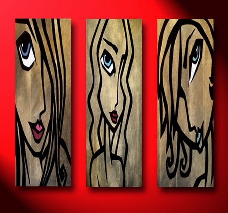 abstract woman face hand painted 3 pieces group oil painting on canvas tds-th056 abstract woman face hand painted 3 pieces group oil painting on canvas tds-th056