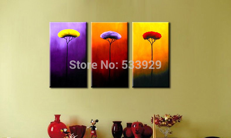 sell 3pcs abstract hand painted flower home wall decor art oil painting on canvas for living room