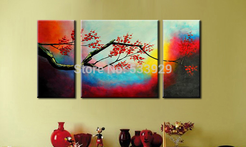 sell 3pcs abstract hand painted flower home wall decor art oil painting on canvas for living room