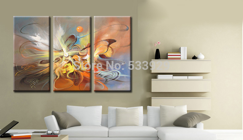 sell 3pcs abstract hand painted home wall decor art oil painting on canvas for living room