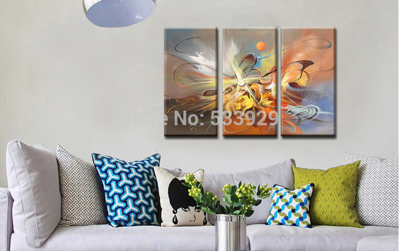 sell 3pcs abstract hand painted home wall decor art oil painting on canvas for living room