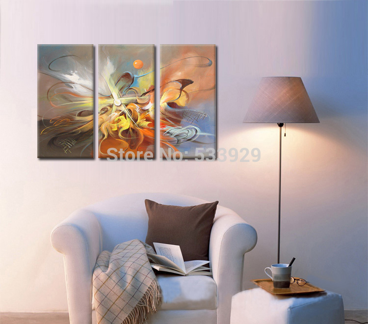 sell 3pcs abstract hand painted home wall decor art oil painting on canvas for living room