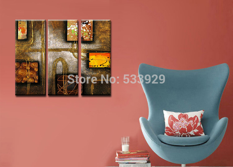 sell 3pcs abstract hand painted home wall decor art oil painting on canvas for living room