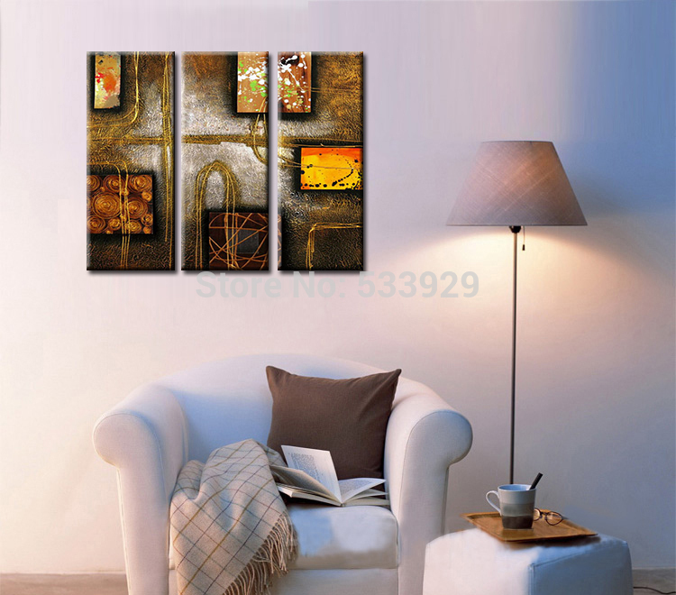 sell 3pcs abstract hand painted home wall decor art oil painting on canvas for living room