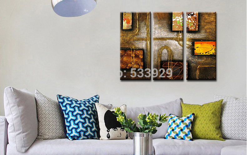 sell 3pcs abstract hand painted home wall decor art oil painting on canvas for living room