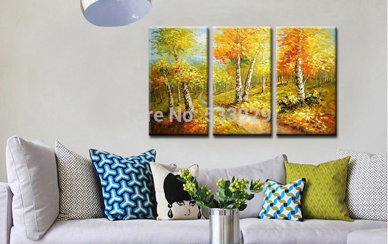 sell 3pcs abstract hand painted landscape home wall decor art oil painting on canvas for living room