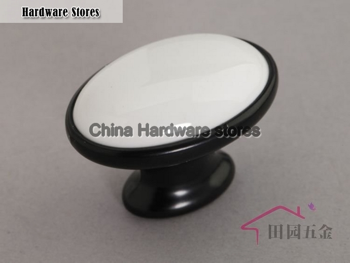 30/pcs Black & White oval Ceramic pull, Drawer knob, Handle Dia 40mm 30/pcs Black & White oval Ceramic pull, Drawer knob, Handle Dia 40mm