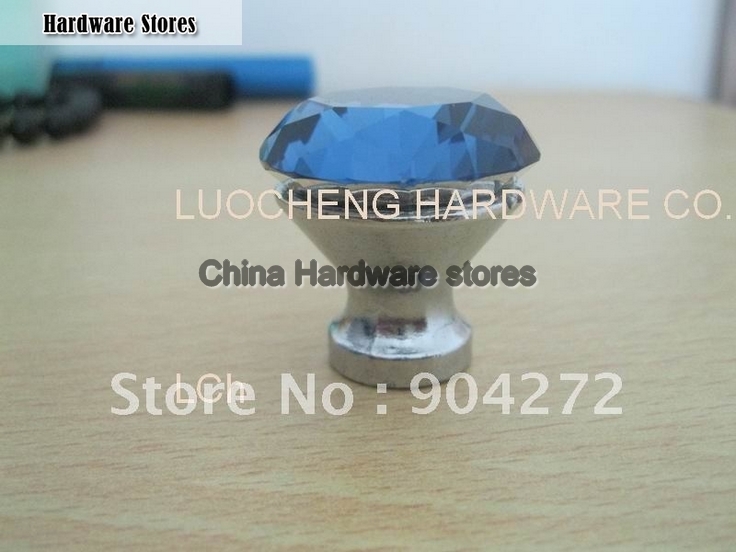 30PCS/ LOT 30 MM BLUE CRYSTAL CABINET KNOBS ON CHROME ZINC BASE 30PCS/ LOT 30 MM BLUE CRYSTAL CABINET KNOBS ON CHROME ZINC BASE