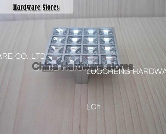 30PCS/ LOT 50MM SQUARE CLEAR KNOB WITH ALUMINIUM ALLOY CHROME METAL PART 30PCS/ LOT 50MM SQUARE CLEAR KNOB WITH ALUMINIUM ALLOY CHROME METAL PART