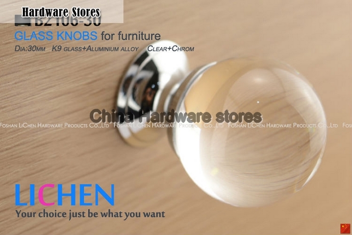 30mm LICHEN K9 Glass Knobs ball knobs Crystal Furniture Handle diamond knobs& Cabinet &Drawer Knob