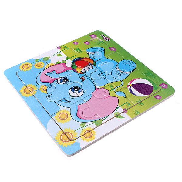 cute fun design 9pcs wooden elephant puzzle educational developmental baby young kids educational training toy new
