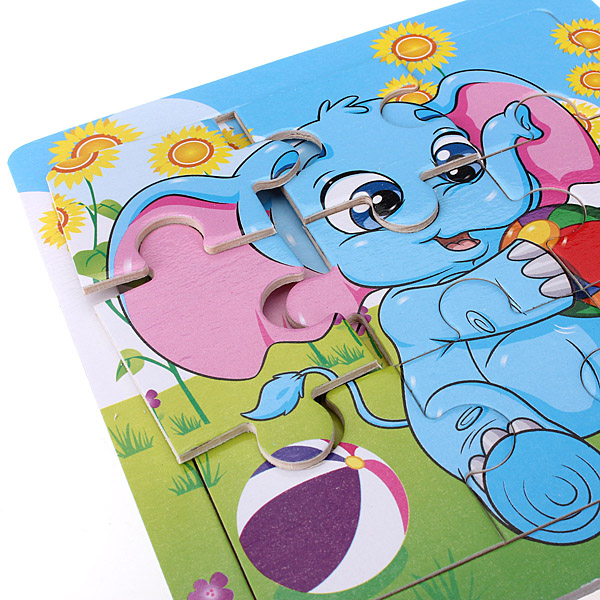 cute fun design 9pcs wooden elephant puzzle educational developmental baby young kids educational training toy new