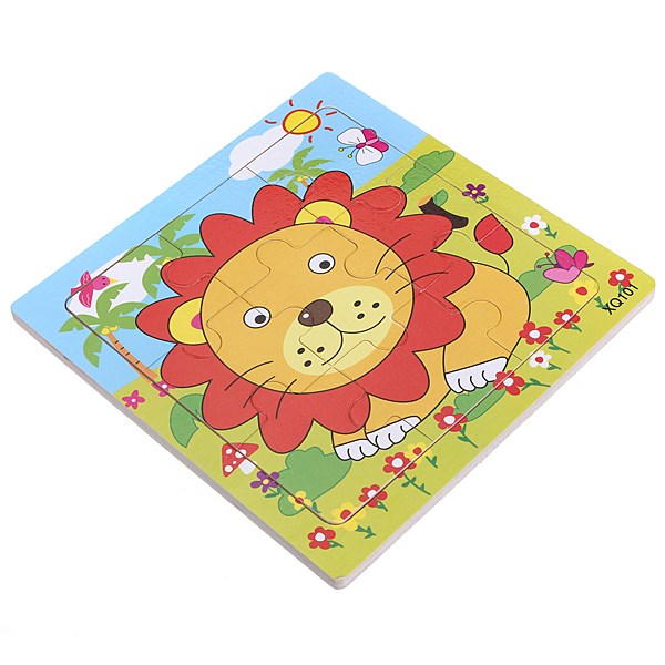 new arrival 9pcs carton cute styling wooden lion puzzle educational developmental baby kids training toy non-toxic paints