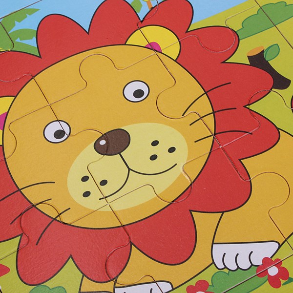 new arrival 9pcs carton cute styling wooden lion puzzle educational developmental baby kids training toy non-toxic paints