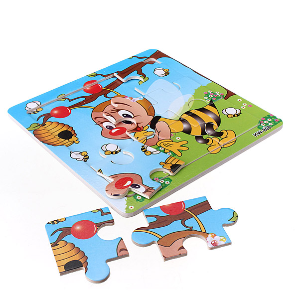 new arrival non-toxic paints 9pcs wooden bee puzzle educational developmental baby kids training imagination toy muti-color