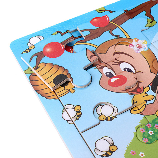 new arrival non-toxic paints 9pcs wooden bee puzzle educational developmental baby kids training imagination toy muti-color