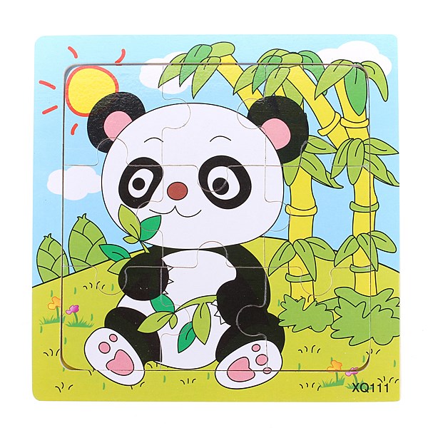 new portable carton styling 9pcs wooden panda puzzle educational developmental baby kids training imagination toy muti-color